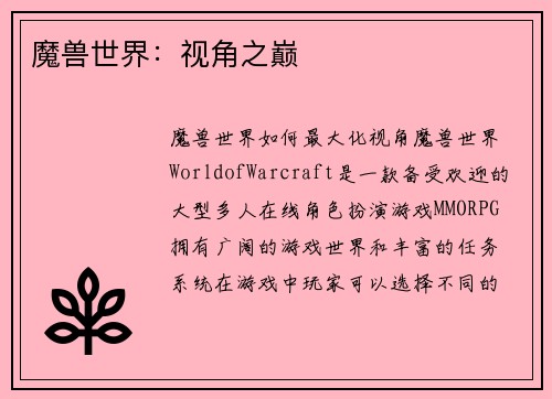 魔兽世界：视角之巅